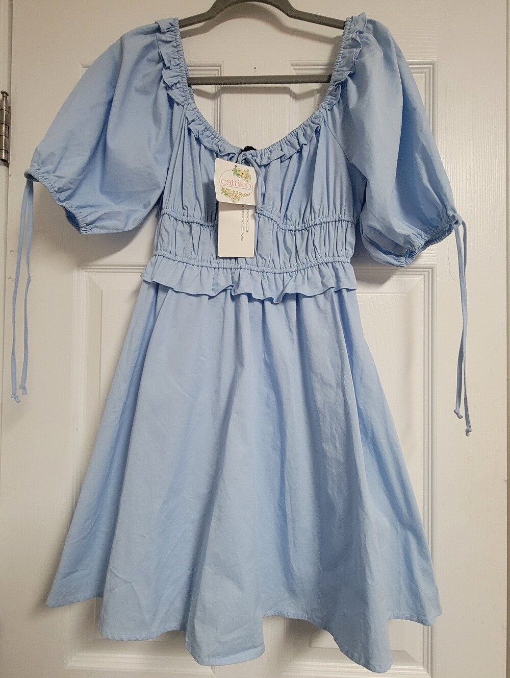 Cotton Candy NWT Chambray Ruffle Mini Dress Size Medium.